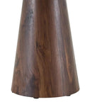 Heavy Duty Wood Table Legs Set for DIY Projects, MDF conical base detailed view with walnut finish and rubber non-slip feet.