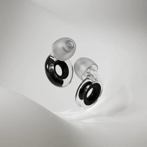 Engage 2 Plus Ear Plugs for Everyday Noise Relief with 16 dB SNR and Extra 9 dB Mute, clear design, visible silicone and black accents