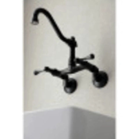 Old-School Vintage Wall Mount Kitchen Faucet Brushed Nickel With Solid Brass Construction, 12-Inch Spout Reach in kitchen