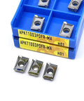 Front view of ten carbide inserts (APKT1003/APKT1604/APGT1604) in a blue storage case, MA H01