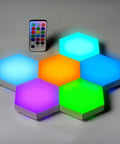 Hexagon LED Light Panels With Remote Control, Touch Sensor RGB Wall Decor Kit For Gaming Room, DIY Geometric Light Tiles, 6 panels