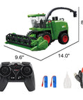RC Tractor Toy With Spray Function And LED Lights Realistic Sound For Kids with remote, batteries, and charger.