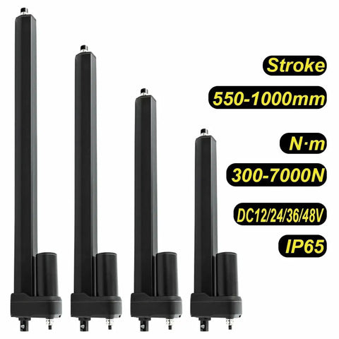 Rock Solid 24V Linear Actuator Delivering 2000N Thrust Across A 750mm Stroke Cranking Out Smooth Motion At 25mm Per Second Ip65 Sealed For Solar Tracker Upgrades And Built Tough Automation Gear, featuring various lengths and power ratings.