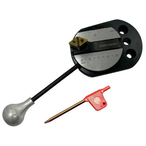 Ball Turning Attachment For 7x14 And 7x16 Mini Lathes with carbide inserts and installation tool, turns concave and convex balls.
