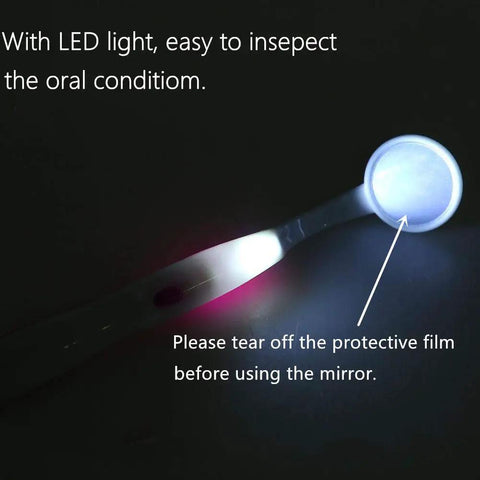 Two Pack LED Lighted Dental Mirrors For Self Check And Oral Care With Anti Fog Curved Angle Design, dentist-grade lighted mirror