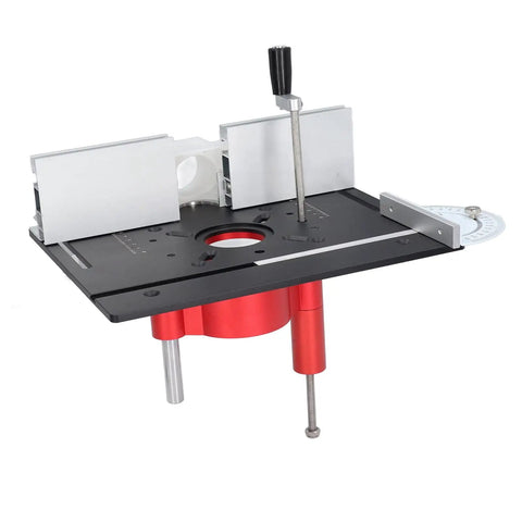 Tough as Nails Router Table Insert Plate With Heavy Duty Lift Base Support Rod Kit for woodworking with vertical travel and hand crank lift.