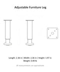 Diagram of Stainless Steel Adjustable Furniture Leg With Wide Base For Sofa And Cabinet Heavy Duty Height Adjustable From 3.9 To 5.5 Inches