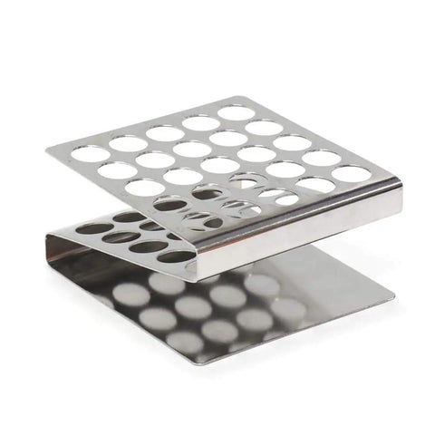 Sturdy Z Shape Stainless Steel Test Tube Rack Kit With 10 16ml Borosilicate Glass Tubes And Flange Stoppers, Autoclavable