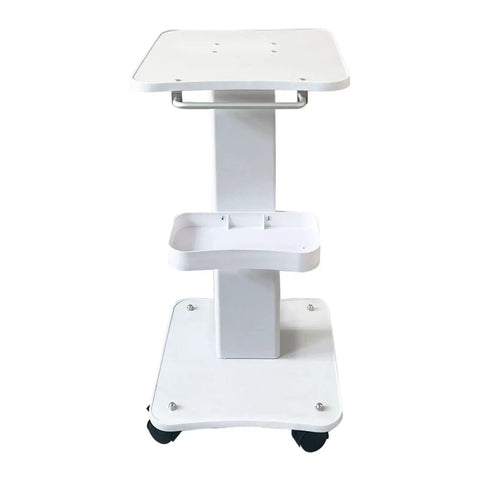 Premium Iron Wood Aluminum Salon Trolley With Smooth Rubber Wheels Built Tough Rolling Beauty Station Cart For Hair Stylist Tool Storage and Salon Floor Organization Game Changer, mobile beauty cart with white finish.