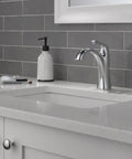 Chrome Bathroom Faucet For Vanity With 1 Hole Install, Single Hole Sink Faucet, Push Pop Drain Assembly, Deck Plate Included
