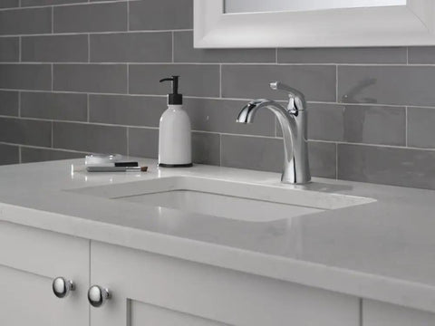 Chrome Bathroom Faucet For Vanity With 1 Hole Install, Single Hole Sink Faucet, Push Pop Drain Assembly, Deck Plate Included