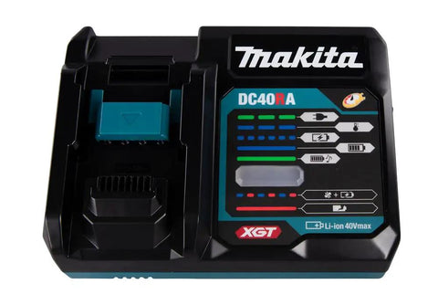 40V Max XGT Rapid Optimum Charger DC40RA, fast battery charger with intelligent cooling and smart charge management, black and blue design