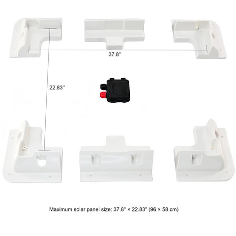 Flat Roof Solar Panel Mounting Bracket Kit 7 Piece ScrewFix Roof Mounts For RVs Vans Caravans Sheds And Boats dimensions shown