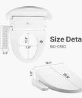 Electric Bidet Toilet Seat Elongated With Warm Water And Heated Seat 360 Degree Self Cleaning Nozzle Warm Air Dryer sizing details