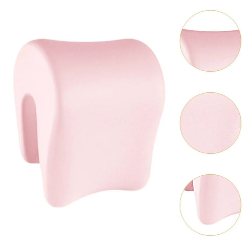 Light Pink Neck Support Memory Foam Pillow For Office Chair And Desk All Day Comfort, Adjustable Slow Return Headrest Cushion