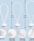 Go To 30 Pack Ball Bungee Cords For Camping And Canopy Tarp Shelter Includes 6, 9, And 12 Inch Cords UV resistant diagram