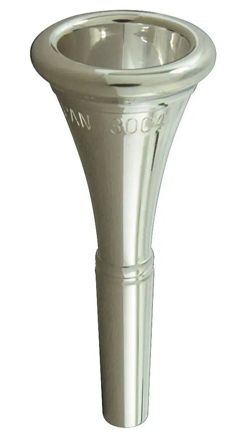 32B Standard Series French Horn Mouthpiece with semi shallow cup and large V-shape cup, 17.67mm rim diameter, side view