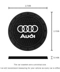 Audi Slick Silicone Cup Holder Coaster Set With Crystal Rhinestones For Car Interior, 2.76 Inch, durable and temperature resistant
