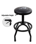 Swivel Garage Bar Stool With Adjustable Height For Workshop And Auto Shop Durable Mechanic Stool With Black LeatherSoft Upholstery