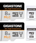 Rock Solid 8GB MLC Micro SD Card 2 Pack with Universal Adapter for Dash Cam and Security Systems.
