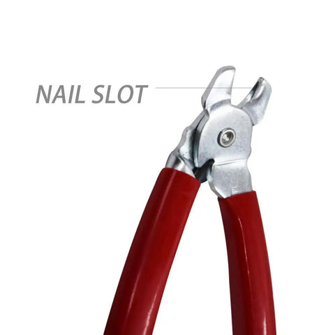 Close-up view of Angled Hog Ring Pliers With 300 Galvanized Hog Rings Spring Loaded Upholstery Installation Kit, showing nail slot.