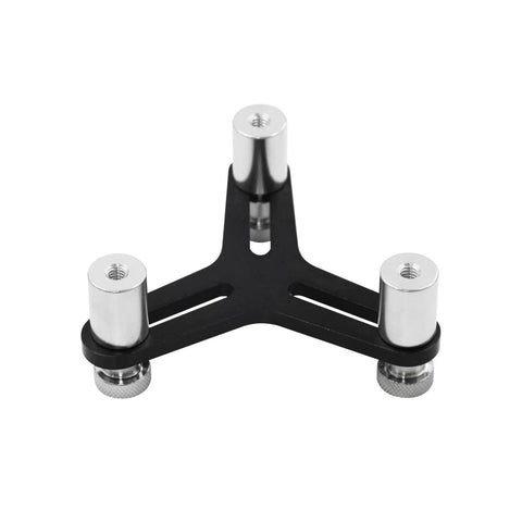 Piston ring squaring tool with tri-arm black frame and three silver pegs, Amazon brand (front view).