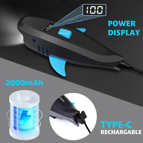 Rechargeable component of Loud Bike Horn With Light 120dB Electric Bell And 400LM Headlight showing power display and Type-C port