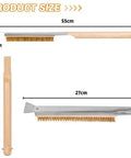 Long Reach Pizza Oven Cleaning Brush With Stainless Steel Scraper And Screwdriver 21 Inch Handle No Scratch Brass Bristles