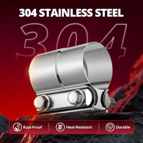 EVIL ENERGY 2'' exhaust clamp, stainless steel lap-joint band clamp for pipes, mufflers, catalytic converters