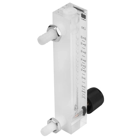 7 Flowmeter With 20 LPM Flow Rate And Handy Control Valve For Oxygen Air And Industrial Gas Measurement Transparent Acrylic Body With 8mm Hose Barb Safe Up To 0.6 MPa, side view