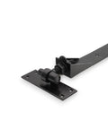 Beefy Black Heavy Duty Adjustable Hook And Band Hinges for 24 Inch Gates, steel hinges detail view, easy installation.