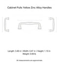 Dimensional drawing of Yellow Zinc Alloy Cabinet Pulls For Kitchen Cabinets Wardrobes And Drawers Retro Hardware Handles With Screws