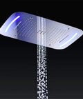 Straight Up Luxury Ceiling Mount Shower System With Remote Led Head And Mist Waterfall Spray Boasting Smart Temp Control And Heavy Duty Rust Proof Body For No Sweat Game Changer Spa Vibes, showcasing LED rainfall spray.