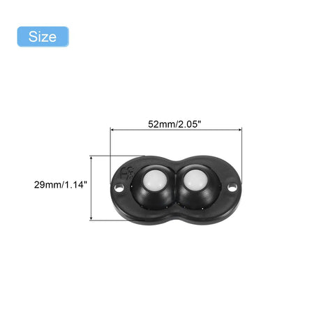 Mini Self Adhesive Caster Wheels Set 2.05 By 1.14 Inch 360 Degree Swivel Castors, black base with dimensions