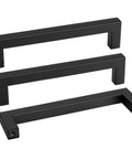 Three Six And A Quarter Inch Matte Black Cabinet Handles Set Of 45 Stainless Steel Square Bar Drawer Pulls For Kitchen And Bathroom