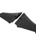 Two black ABS hydrofoil stabilizers for small outboard boats 4 to 50 HP, reducing bow rise and cavitation, enhancing speed stability.
