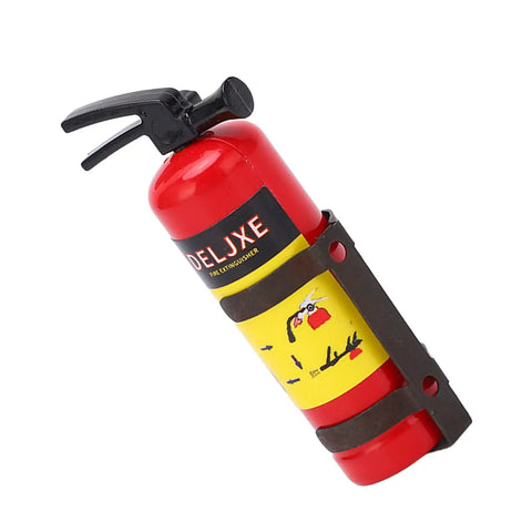 Fresh Red Mini Fire Extinguisher Prop For Rc Car Accessory vivid simulation with clip, 47mm, durable plastic and steel.