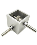 Right-angle worm gearbox with square aluminum housing and 8 mm shafts