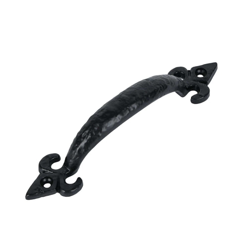 Trishul Iron Pull Handle 6 Inch for Kitchen Cabinets, Antique Black Powder Coated Finish, Durable Iron Construction, Side View