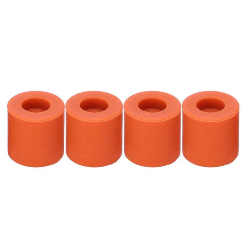 Four orange 12 Piece Heat Bed Silicone Leveling Columns for 3D Printer Hot Bed Mounts, 16mm tall, displayed in a row