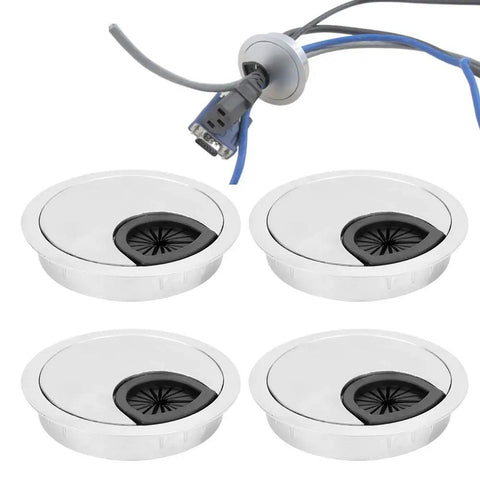 Get Your Desk Totally Cleaned Up With These Sleek Zinc Alloy Cable Grommets That Organize All Those Messy Wires Like A Boss And Keep Your Home Office Looking Totally Fresh While Holding Strong Against Wear And Tear. 66mm zinc alloy cable grommets for desk wire management, shown in white