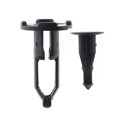 Tailgate Cap Top Protector Molding Retainers Clips 16 Piece Set close-up of black plastic Toyota Lexus clip