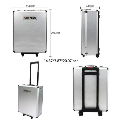 899-Piece Rolling Tool Cart with Four Removable Trays, Portable Tool Chest, overview of closed white tool cart dimensions