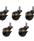 2 Inch Antique Brass Ball Caster Wheels Pack Of Five Heavy Duty Swivel Castors For Office Chairs And Furniture Dead Smooth Gliding Easy No Fuss Install With Brake Sweet Ride in a close-up view.