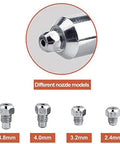 Electric Rivet Gun Attachment Kit For Drill With Four Rivet Heads 2.4mm 3.2mm 4.0mm 4.8mm shown in different sizes