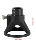 Pro Rotary Drill Locator Positioner For Electric Grinder And Multi Tool Cutting Kit With Accurate Punching Retainer Guide, 6cm black tool with measurement markings for precision drilling.