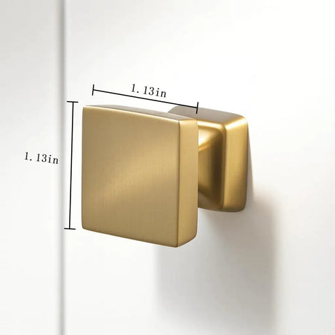 Ten Pack Square Champagne Bronze Cabinet Knobs 1 1/8 Inch Single Hole Zinc Alloy Hardware For Kitchen Cabinets Dressers Wardrobes And Bathrooms Modern Durable Finish Easy Install, side view