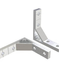 Heavy Duty L Shape Corner Brackets Kit For Aluminum Extrusion Frames, zinc alloy, rust proof silver, two brackets shown