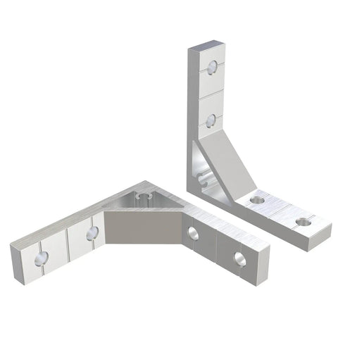 Heavy Duty L Shape Corner Brackets Kit For Aluminum Extrusion Frames, zinc alloy, rust proof silver, two brackets shown
