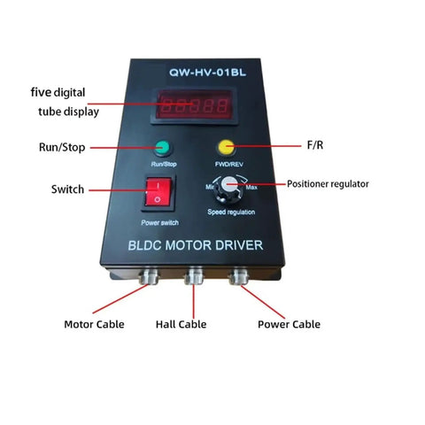 Control panel of Low Speed Permanent Magnet Brushless Motor Kit With Reducer And Driver, 220V 300W, with digital display and cables